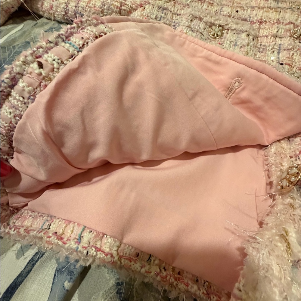 *NWT* Pink Tweed Women's Jacket with Metallic Thread & Fancy Buttons - Picture 7 of 14